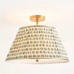 24 INCH LEE BRASS RUCHED FLORAL PRINTED PENDANT CEILING LIGHT