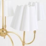 CLASSIC 6 ARM CHANDELIER WITH ANTIQUE BRASS SCALLOP SHADES
