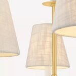 AMINA AGED BRASS CHANDELIER WITH 9 LINEN SHADE LIGHTS