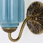 THE ELOISE SCALLOP BLUE GLASS WALL SCONCE IN BRASS