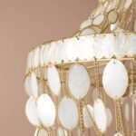 OVAL CAPIZ CEILING CHANDELIER WITH GOLD FINISH