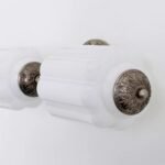 THE ELOISE DECORATIVE SCALLOP WHITE GLASS NICKEL VANITY SCONCE