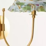 LEE DECORATIVE BRASS WALL SCONCE WITH RUFFLE PRINTED SHADE PERA
