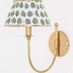 LEE FABRIC SHADE BRASS WALL LIGHT SCONCE