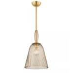BLEECKER RIBBED ARTISAN GLASS PENDANT | LAMPS WITH GOLD