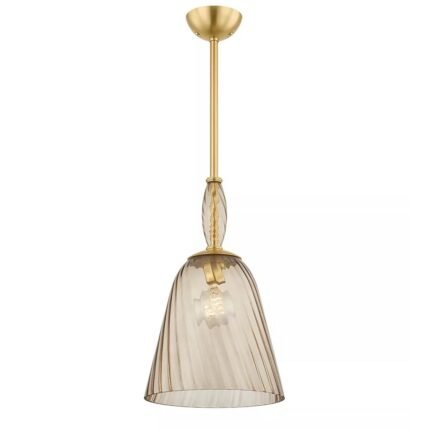 BLEECKER RIBBED ARTISAN GLASS PENDANT | LAMPS WITH GOLD