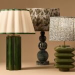 SCALLOPED LAMP BASE IN GREEN GLASS