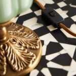 THE ELOISE TABLE LAMP IN GREEN SCALLOP MILK GLASS WITH BRASS