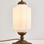 THE ELOISE TABLE LAMP IN WHITE SCALLOP MILK GLASS WITH BRASS