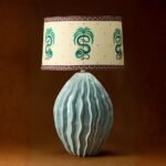 GREEN TWISTED CERAMIC TABLE LAMP BASE