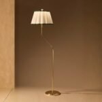 ANTIQUE BRASS FLOOR LAMP BASE WITH ARTICULATING DESIGN