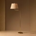 WAVE-STYLE CURVED ANTIQUE BRASS FLOOR LAMP BASE