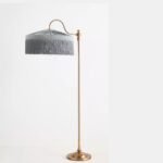 SINCLAIR SLATE FLOOR LAMP WITH FRINGED VELVET SHADE