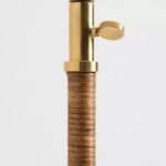 CURVES METAL FLOOR LAMP WITH NATURAL RATTAN SHADE