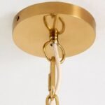 ANTIQUE BRASS 6 ARM SCALLOP SHADE CEILING CHANDELIER