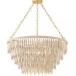 TIFFANY WHITEWASHED WOOD BEAD CASCADE LIGHT FIXTURE