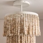 WHITE BEADED FLUSH MOUNT CEILING FIXTURE