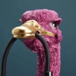 FRANZ JOSEF OSTRICH FIGURE WALL LAMP IN MAGENTA