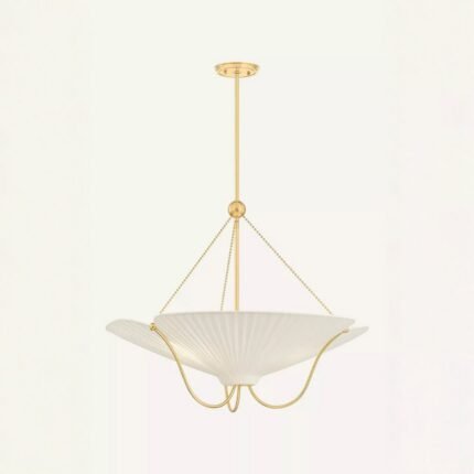 HUDSON VALLEY LIGHTING GERHARD AGED BRASS LINEN SHADE PENDANT
