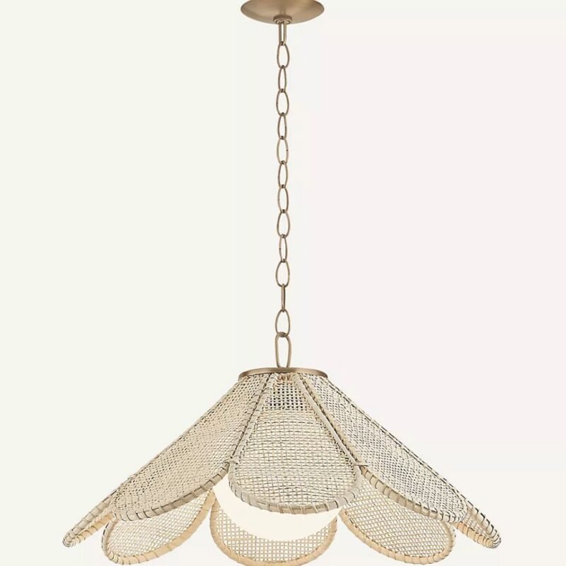 HUDSON VALLEY LIGHTING PETAL WOVEN RATTAN PATINA BRASS PENDANT