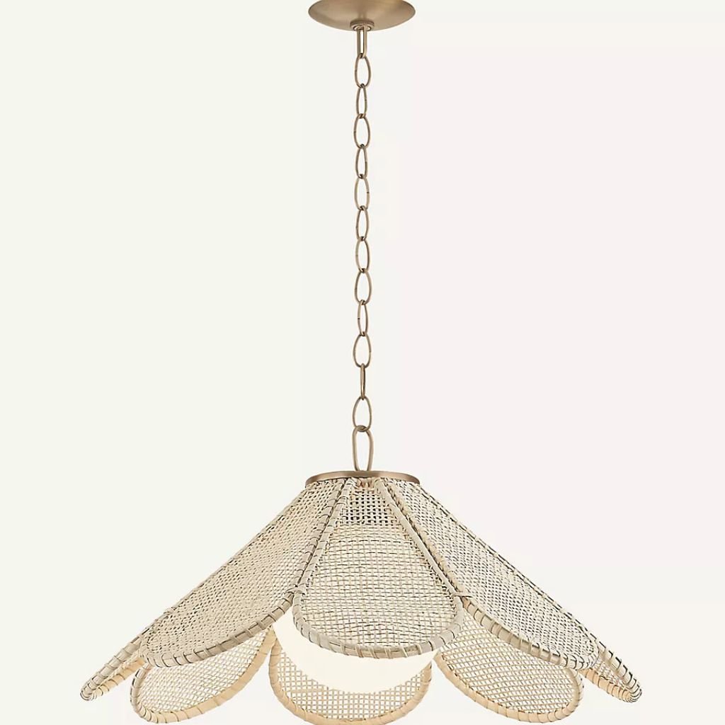 HUDSON VALLEY LIGHTING PETAL WOVEN RATTAN PATINA BRASS PENDANT HUDSON VALLEY LIGHTING PETAL WOVEN RATTAN PATINA BRASS PENDANT