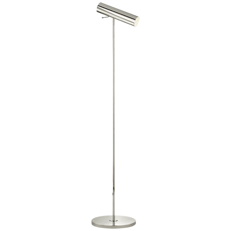 SILVER VISUAL COMFORT SIGNATURE BY AERIN with angled cylindrical drum shade and round flat base