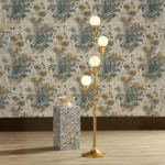 ROSSVILLE TREE FLOOR LAMP with four frosted glass globe lights and arching leaf-shaped arms