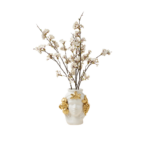 CECI VASE BY STEFANIA BOEMI for Pratesi with classical female face, gold leaf botanical crown and gilt fruit details