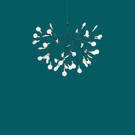 HERACLEUM NICKEL PENDANT LIGHT BY BERTJAN POT, wire branches with white leaf-shaped polycarbonate lenses
