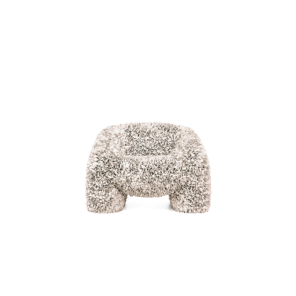 HORTENSIA ARMCHAIR WHITE by Andrés Reisinger and Júlia Esqué, cream voluminous chair upholstered with laser-cut petal texture