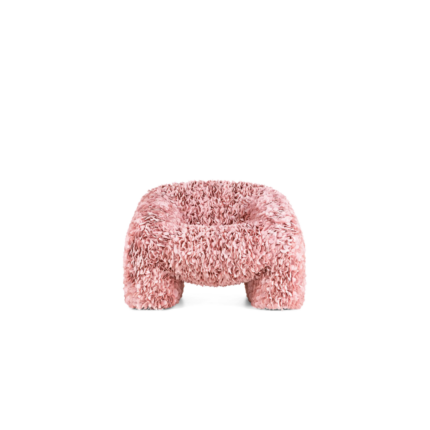HORTENSIA ARMCHAIR PINK by Andrés Reisinger and Júlia Esqué, voluminous chair covered in laser-cut pink petals