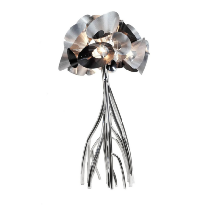 MANGROVIA EM FLOR LAMP with carbon aluminum blossom shade casting dramatic shadow patterns, 104.3 in tall