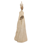 LA PAPESSA A TUTTO TONDO BEIGE AND BRONZE SCULPTURE with bronze face, extended hand, and white sphere crown