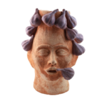 LA GRANDE GOLOSA CON FICHI FIGURATIVE VASE with closed eyes, etched brows, open mouth, and sculpted purple fig reliefs crowning the head