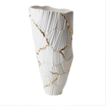 MELTEMI GOLD CRACKS with ribbed wind-canal texture and diagonal 23K gold crack veins