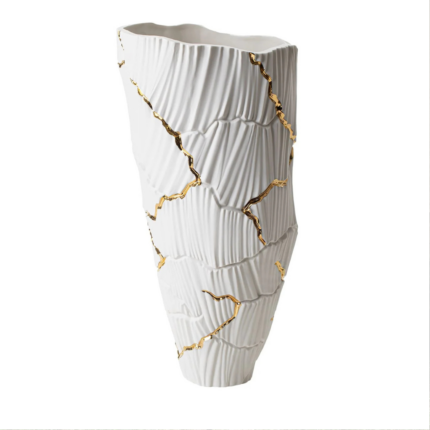 MELTEMI GOLD CRACKS with ribbed wind-canal texture and diagonal 23K gold crack veins
