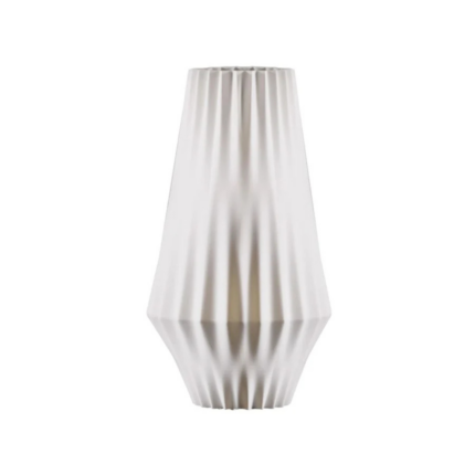 VERTIGO LARGE VASE MATT WHITE — diamond-faceted matte biscuit porcelain with deep raised ribbed folds by Ciarmoli Queda Studio