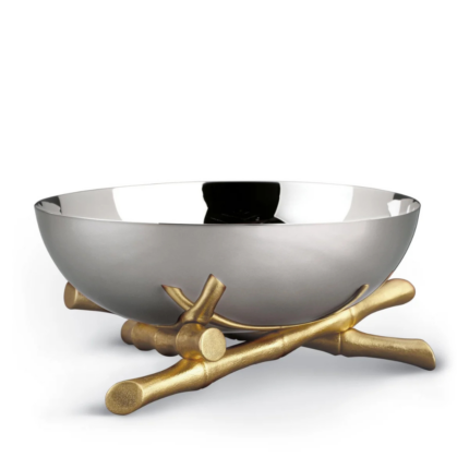 BAMBOU BOWL resting on hand-gilded 24K gold-plated bamboo accents — available in small, medium, and large sizes