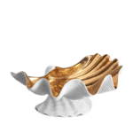 NEPTUNE BOWL X LARGE GOLD in white fine porcelain with 24K gold interior, shell-shaped decorative bowl — 14.75 × 10.5 × 7 inches, luxury centerpiece
