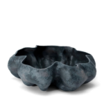 TIMNA BOWL AGED IRON with organic sculpted lobed form and reactive glaze — 17.5 inches diameter, 6 inches tall, decorative bowl