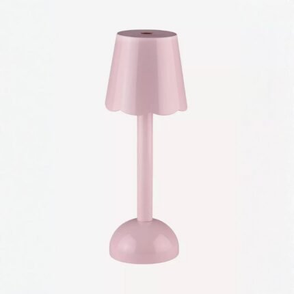 ADDISON ROSS SCALLOP LED LACQUERED CORDLESS RECHARGEABLE TABLE LAMP PINK