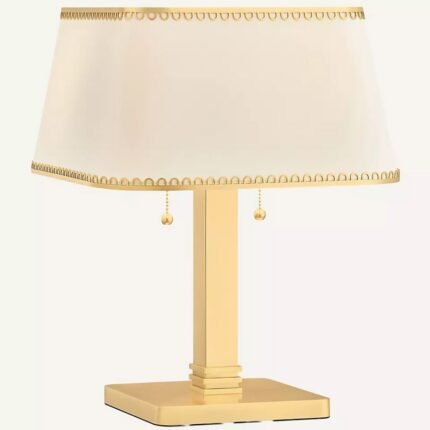 HUDSON VALLEY LIGHTING CLAUDE AGED BRASS RAW SILK SHADE TABLE LAMP