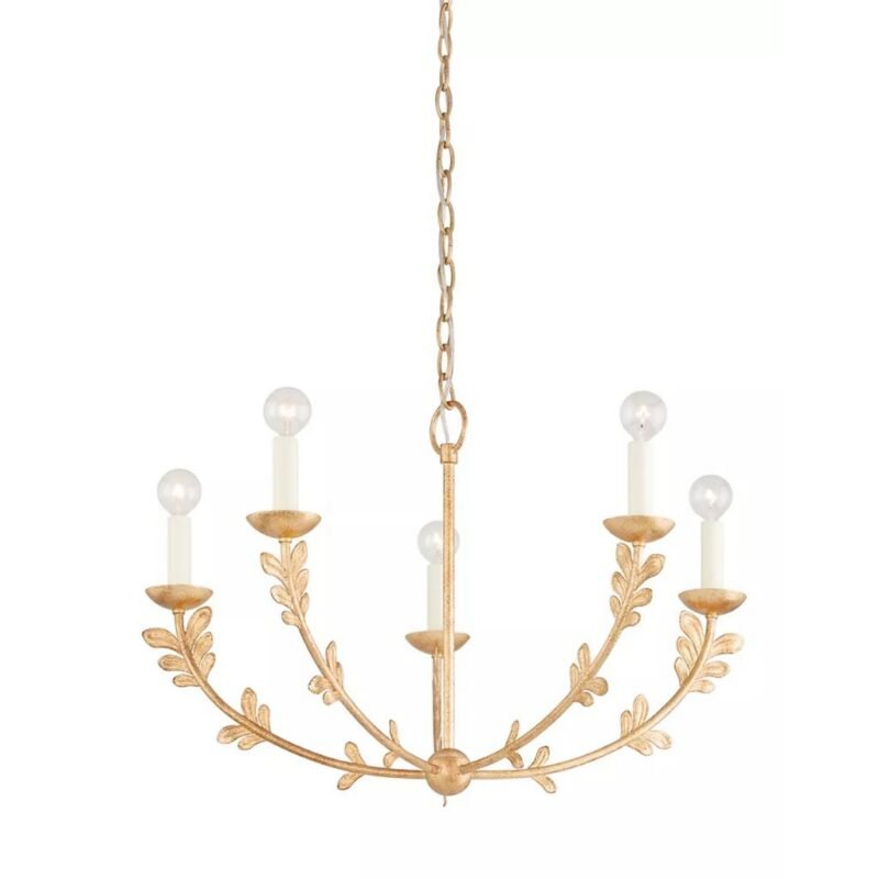 TROY FLORIAN 5 LIGHT CHANDELIER IN GOLD